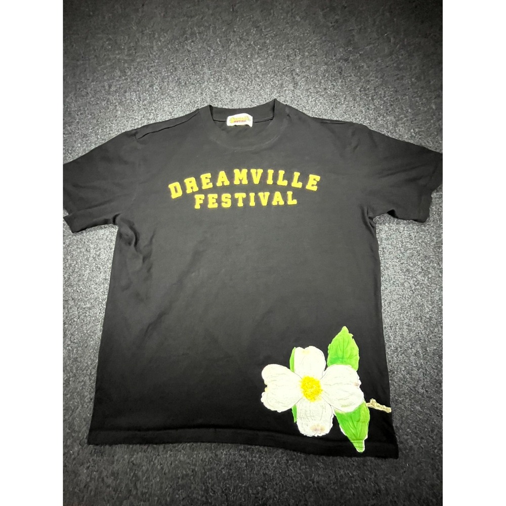 Dreamville Festival T-Shirt Mens L Black Magnolia Flower J Cole Hip Hop Merch